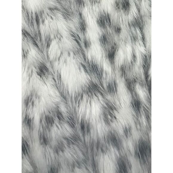 Fashion Nova Snow Leopard Faux Fur Coat – White Gray Animal Print Long Jacket - Picture 5 of 7